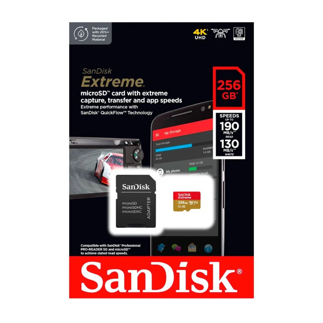 Tarjeta De Memoria MicroSD 256GB Extreme Sandisk