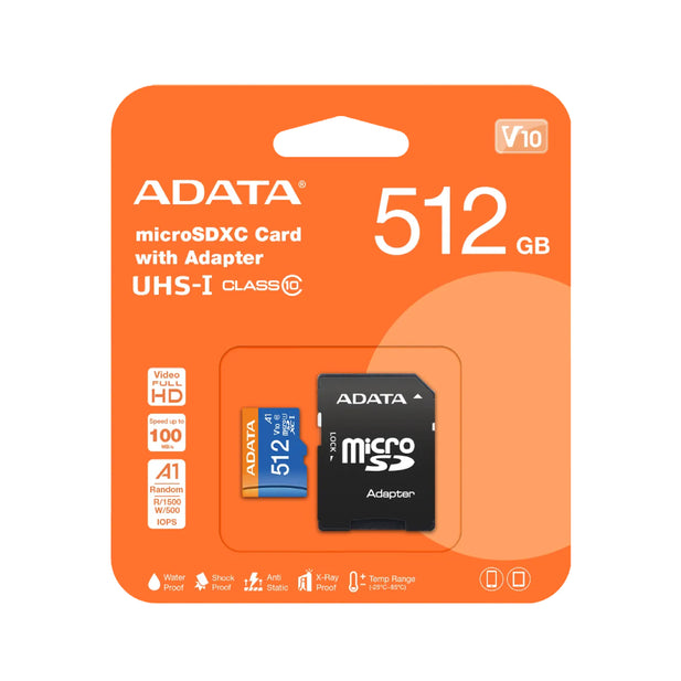 Tarjeta De Memoria MicroSD 512GB Adata 100Mb/s