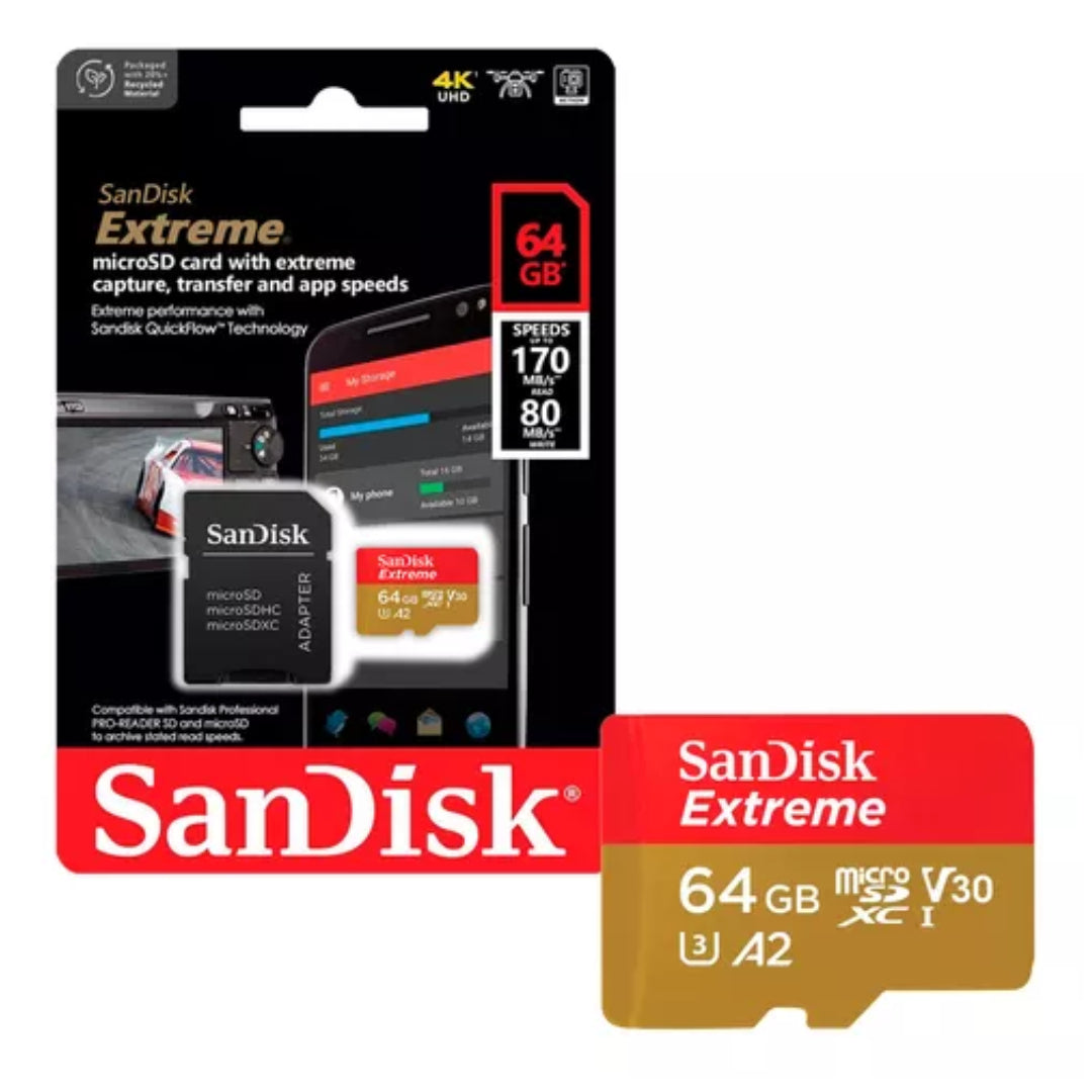 Tarjeta De Memoria MicroSD 64GB Extreme Sandisk