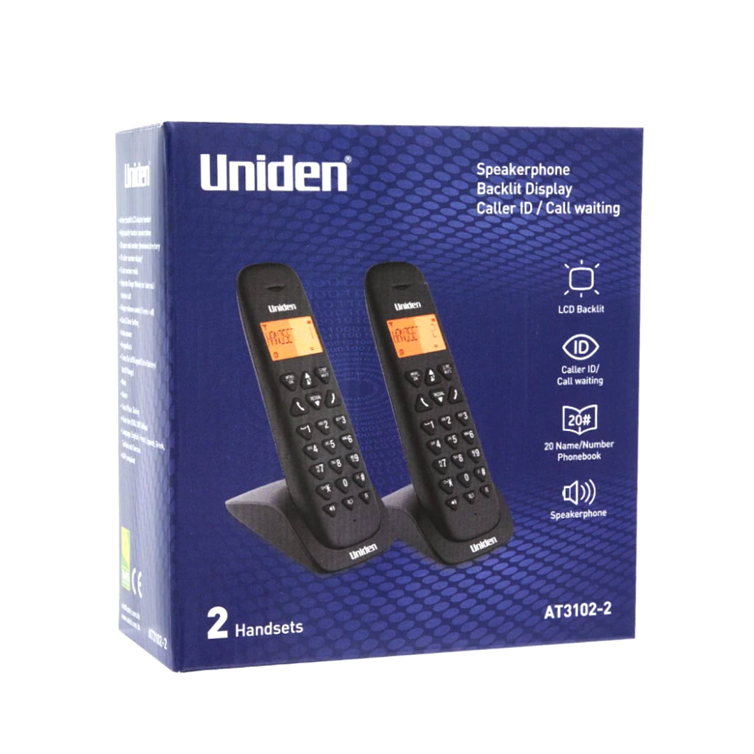 Telefono Fijo Inalámbrico Doble Uniden AT3102-2 ( Negro)