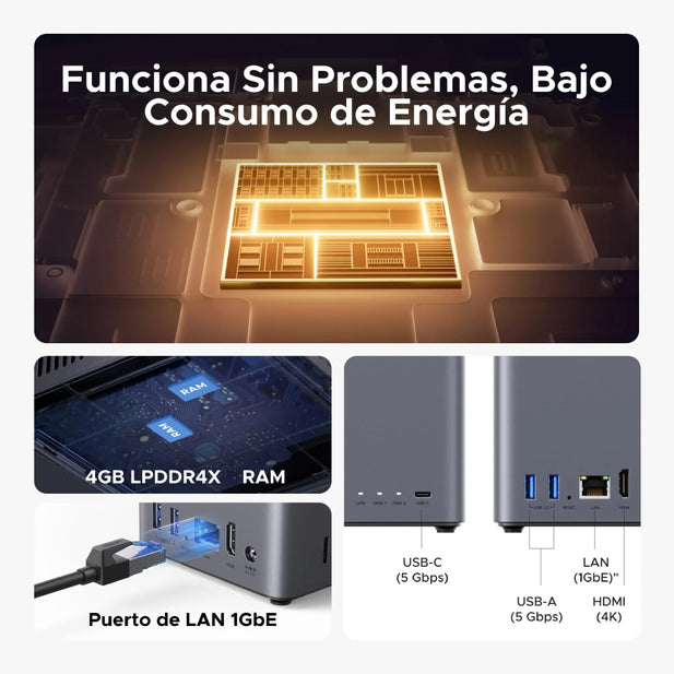 Servidor UGREEN NASync DH2300 NAS de escritorio de 2 bahías, 4 GB RAM y NFC