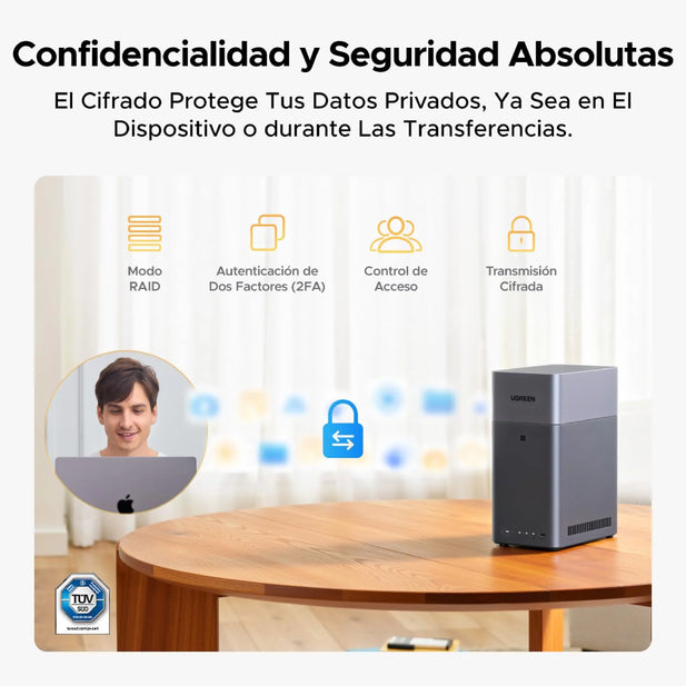 Servidor UGREEN NASync DH2300 NAS de escritorio de 2 bahías, 4 GB RAM y NFC