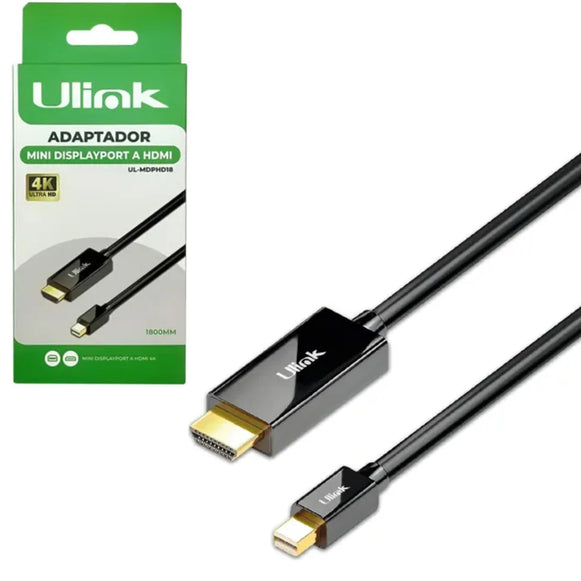 CABLE MINI DISPLAYPORT A HDMI 1.8MT 4K UL-MDPHD18 ULINK