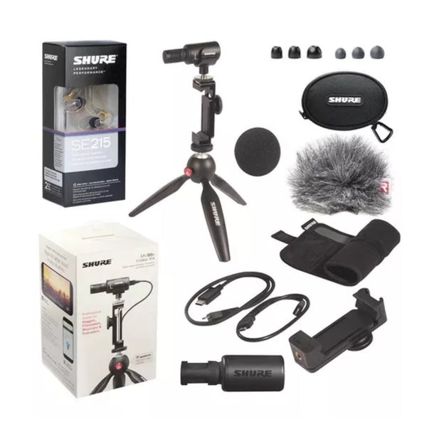VIDEO KIT MICROFONO+ AUDIFONOS PORTABLE MV88+ SHURE