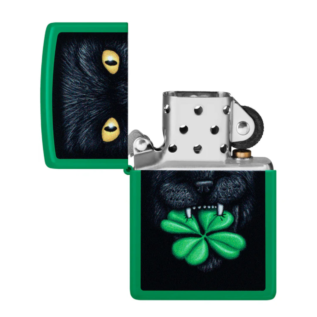 ZIPPO 46721 LUCKY CAT CLOVER DESIGN