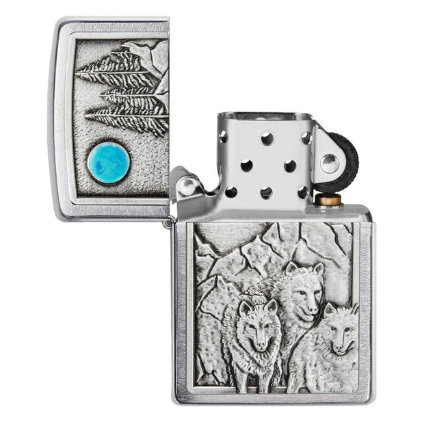 ZIPPO 49295 WOLF PACK & MOON EMBLEM