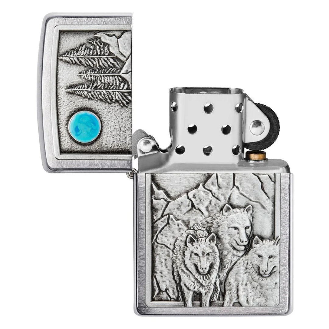 ZIPPO 49295 WOLF PACK & MOON EMBLEM