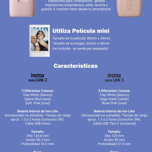 INSTAX MINI LINK 3 BLANCA FUJIFILM