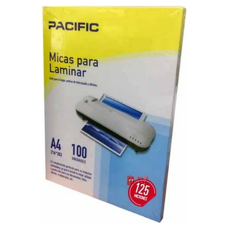 Micas Para Plastificar termo laminar A4 100 Unidades Pacific 125 MICRONES