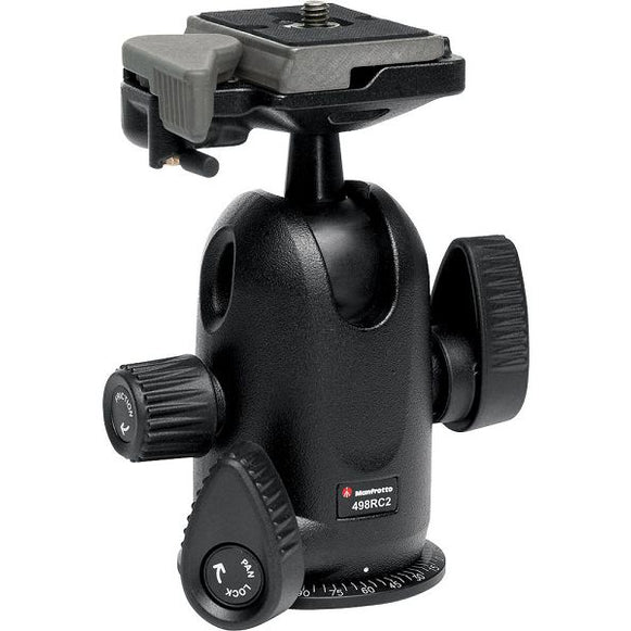 Manfrotto 498RC2 - Rótula de Bola para trípode (Zapata 200PL Tipo RC2), Negro