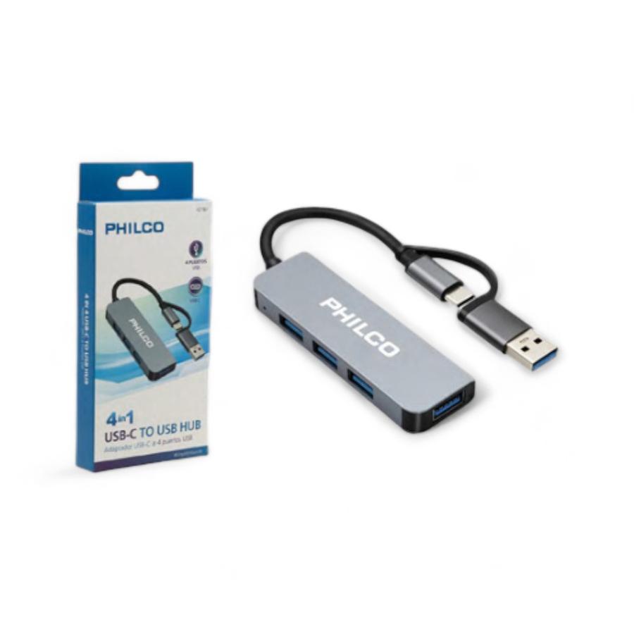 HUB 4 PUERTOS USB 3.0 a TIPO C PHILCO