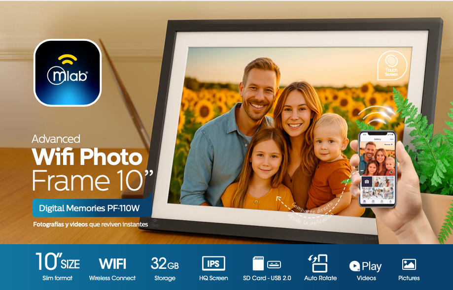 Marco Fotográfico Digital  10" Wifi Mlab ( 9592 ) Borde Blanco
