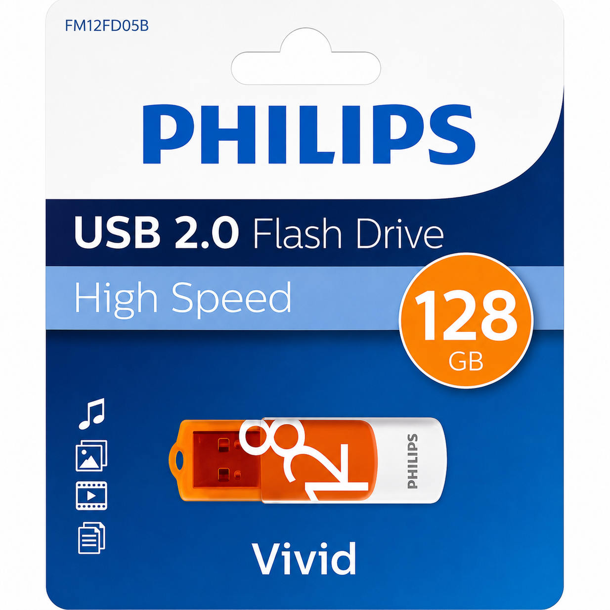 Pendrive philips 128 gb usb 2.0 Vivid