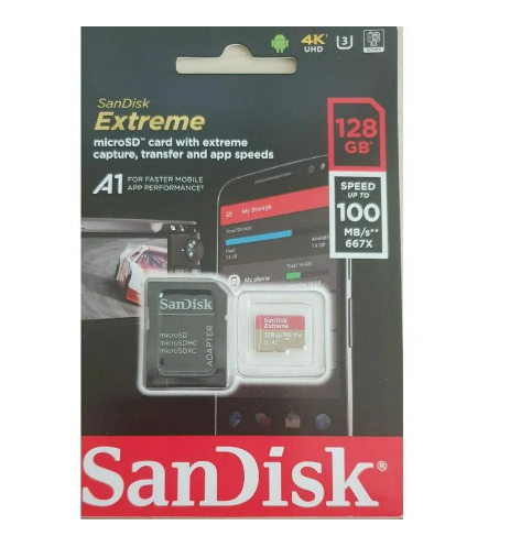 Tarjeta Micro SD De Memoria  SDXC UHS-I 128GB Sandisk Extreme
