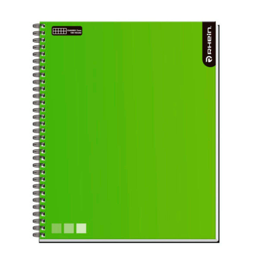 CUADERNO UNIVERSITARIO RHEIN ONE COLOR 100 HOJAS CUADRO 7mm (unidad)