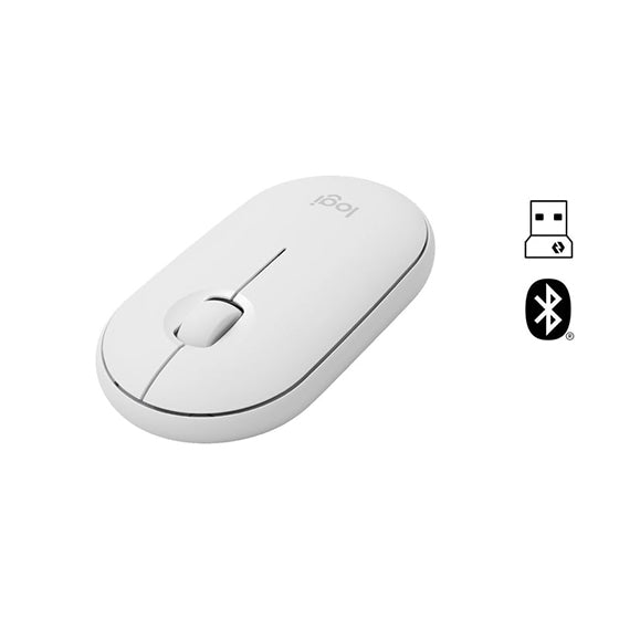 Mouse Inalámbrico y Bluetooth Logitech M350s Pebble Mouse 2 Blanco