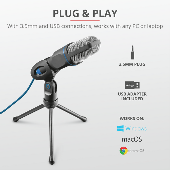 Micrófono Gamer conexion 3,5 y. USB Trust Mico ( 20378 )