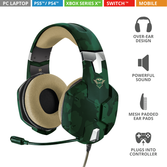 Audífonos Gamer Trust  Carus Jungle Cameo GXT322c (22865) Multiplataforma