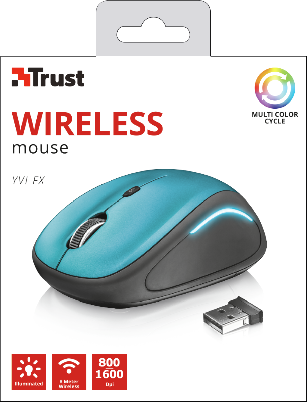 Mouse Inalámbrico USB Trust YVI FX (22334-03) Azul
