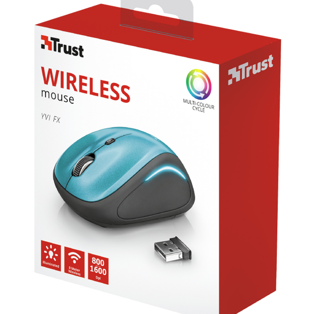 Mouse Inalámbrico USB Trust YVI FX (22334-03) Azul