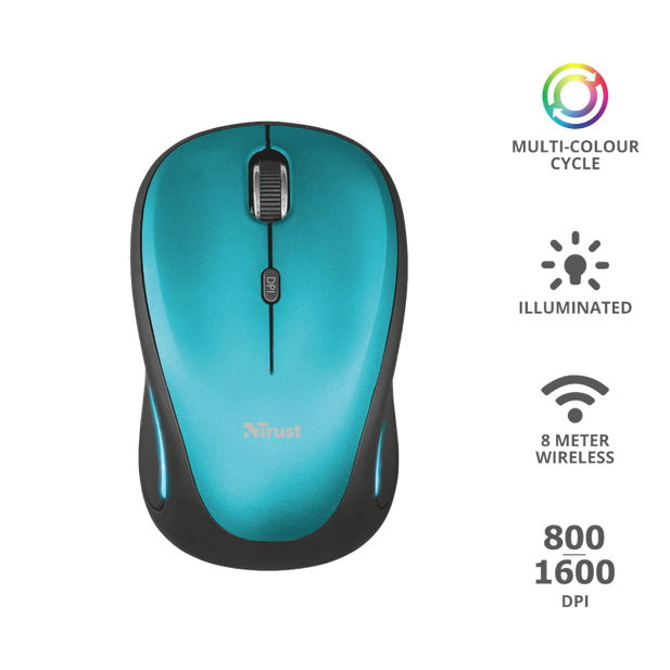 Mouse Inalámbrico USB Trust YVI FX (22334-03) Azul