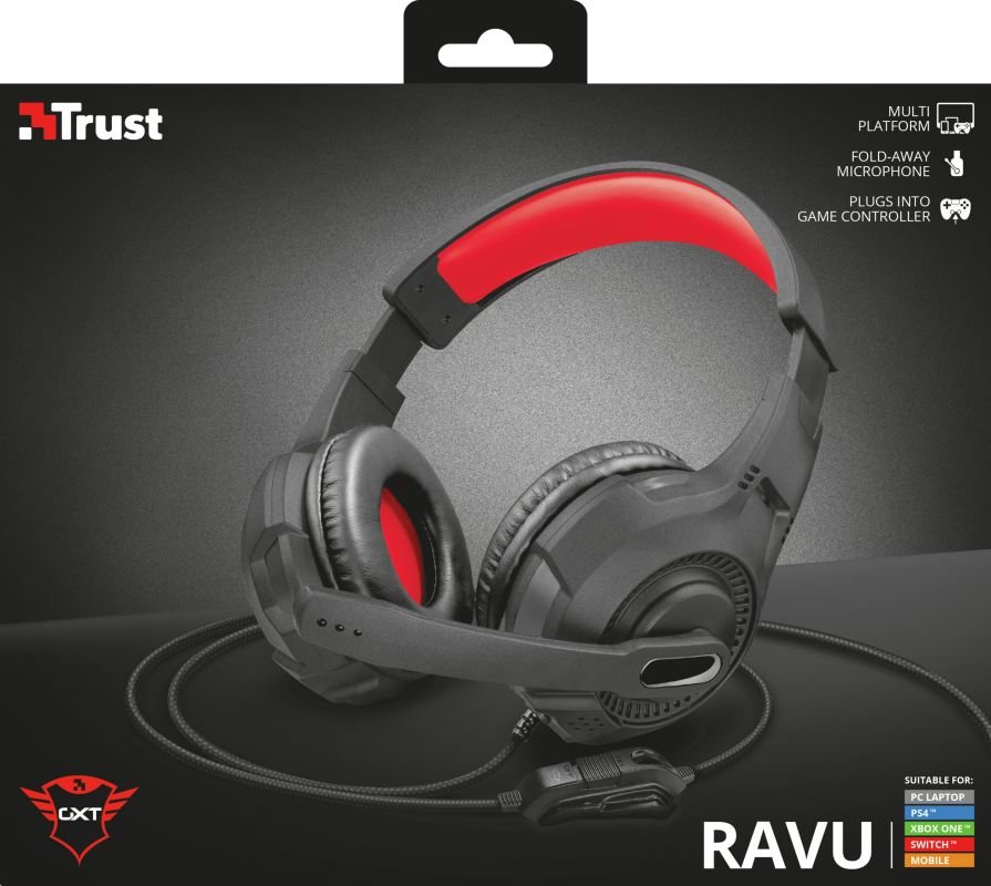 Audífonos Gamer Trust GXT 307  RAVU Black  Multiplataforma (22450)