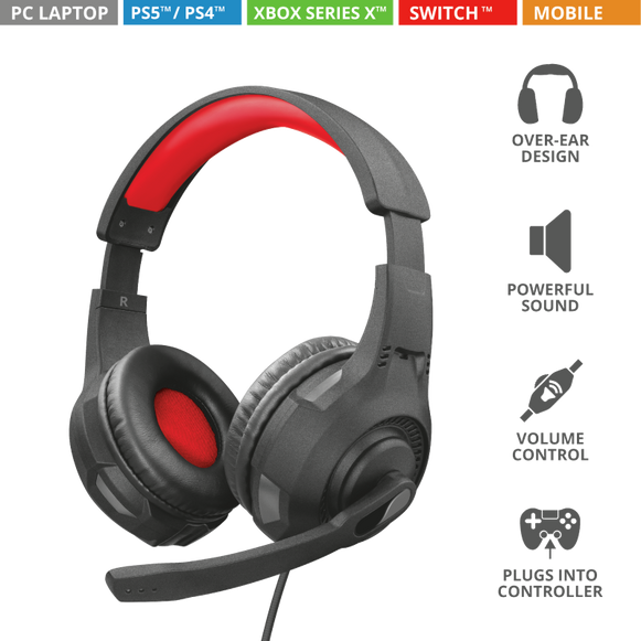 Audífonos Gamer Trust GXT 307  RAVU Black  Multiplataforma (22450)