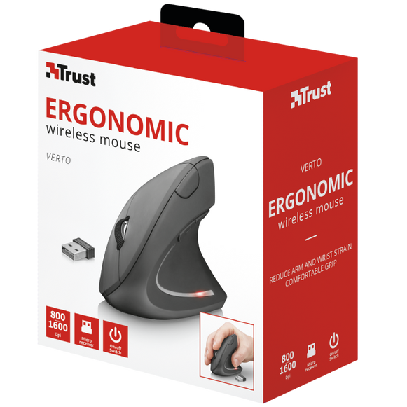 Mouse Inalámbrico Ergonómico Trust USB Verto Trust (22879)