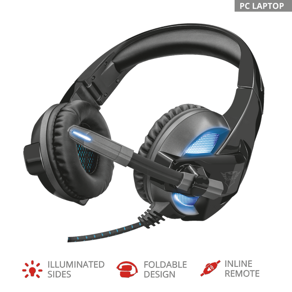 Audífonos Trust Gamer RUNE Iluminados USB / Conexión 3,5mm  GXT-410 ( 22896 )