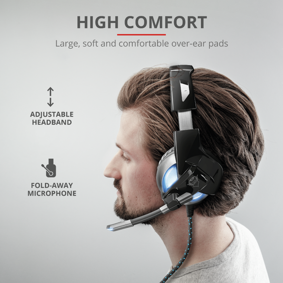 Audífonos Trust Gamer RUNE Iluminados USB / Conexión 3,5mm  GXT-410 ( 22896 )