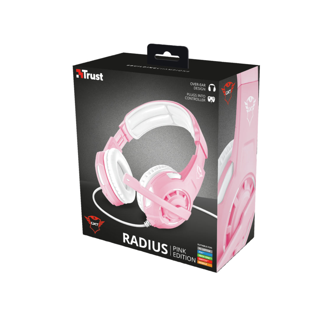 Audífonos Gamer GXT Radius Pink Trust ( Ps4 Xbox Pc ) conector 3,5 y dual 23203