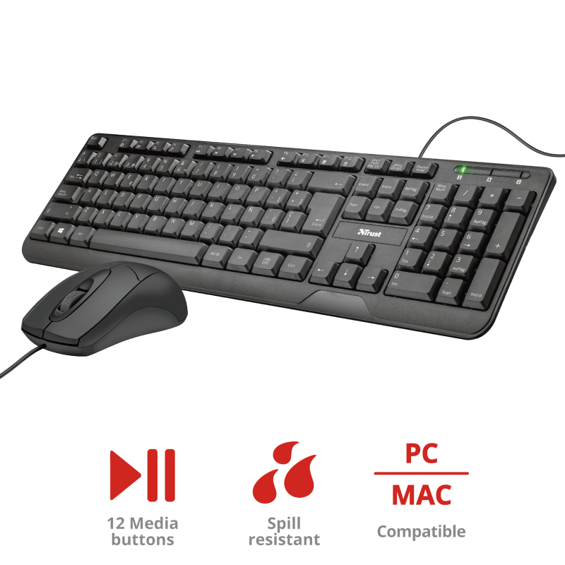 Teclado y mouse Alámbrico TRUST ZIVA (23270)
