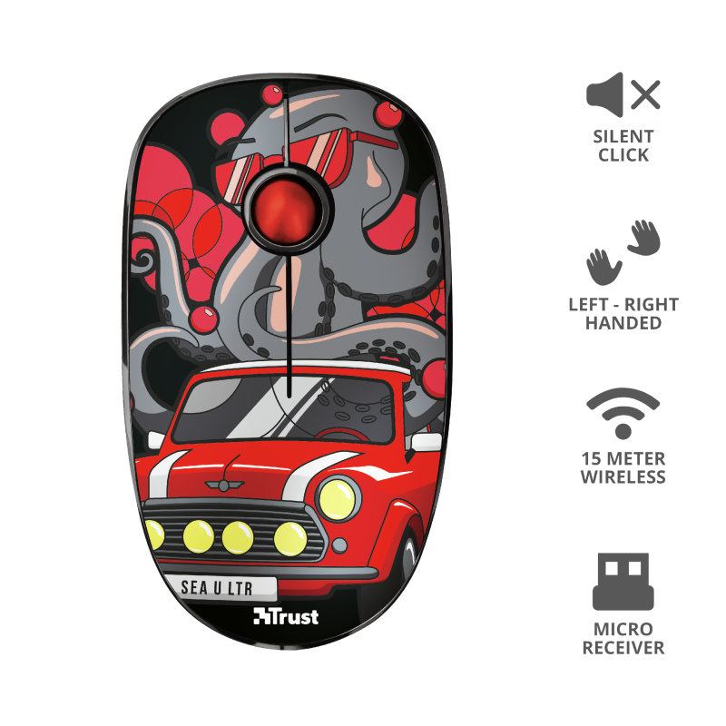 Mouse Inalámbrico Trust USB Sketch (23336) Silencioso