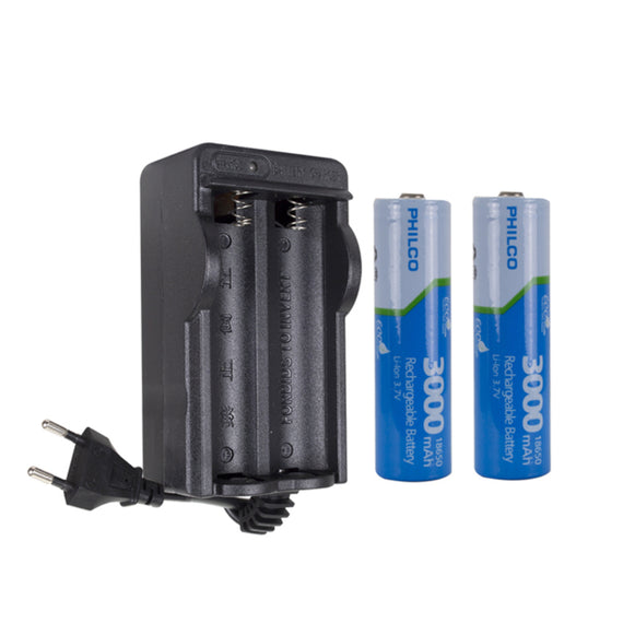 Cargador de Baterías 18650 incluye 2 baterias Philco