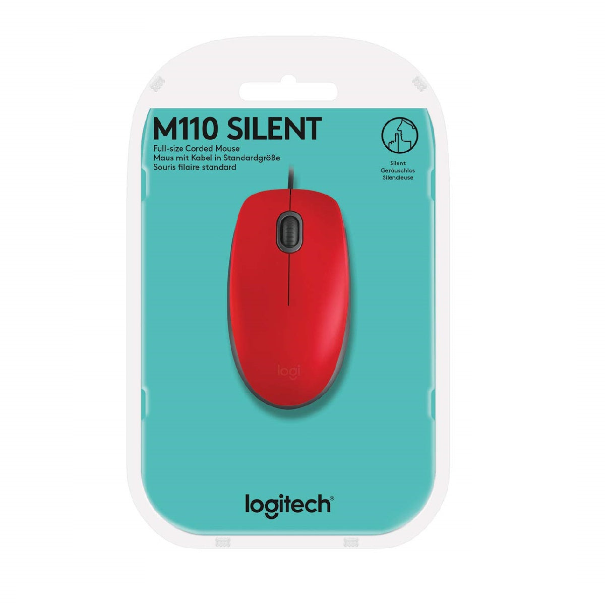 Mouse Alámbrico  Logitech M110 Silent Rojo