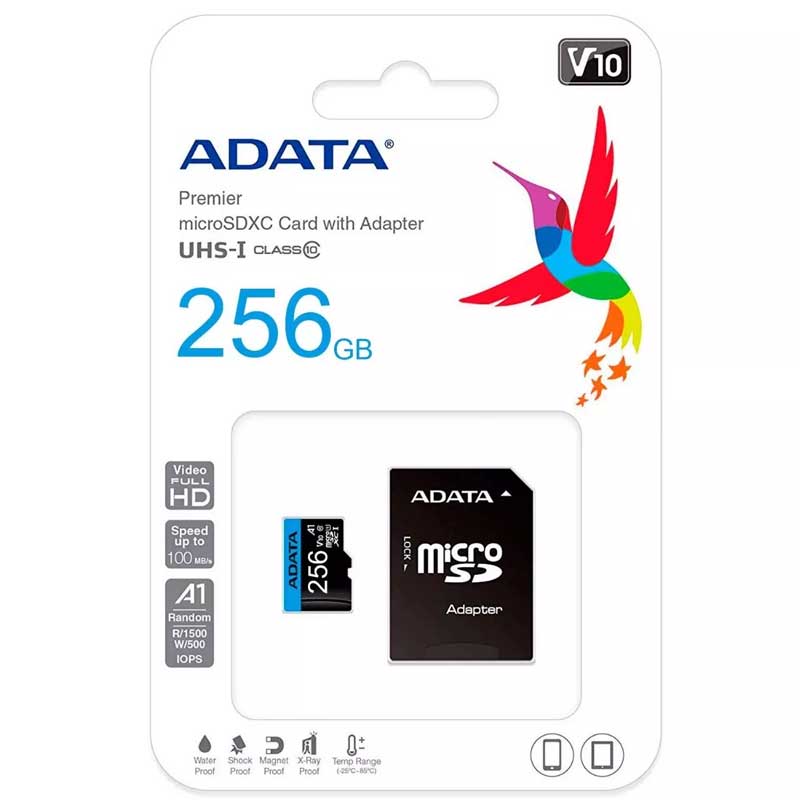Tarjeta De Memoria MicroSD 256GB Adata 100Mb/s