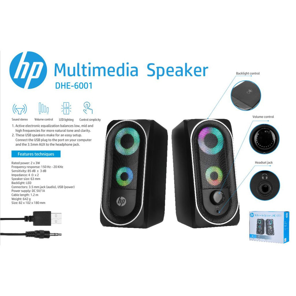 Parlantes Para PC Hp Multimedia Usb Speakers DHE-6001