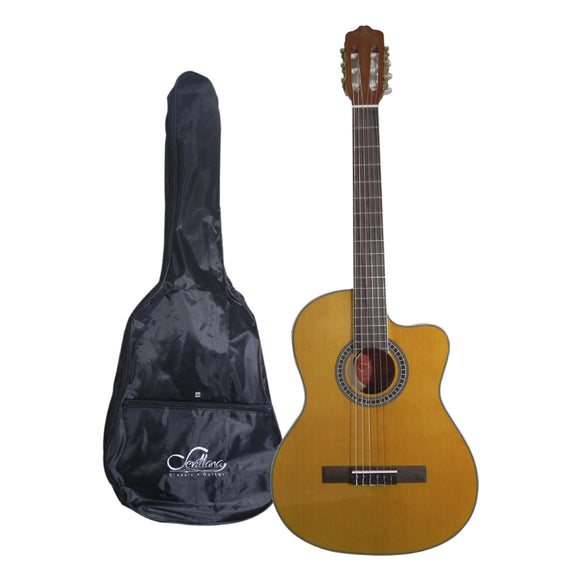 GUITARRA ELECTRO ACUSTICA CUT 39" C/F NATURAL SEVILLANA 6300 Cuerda Nylon