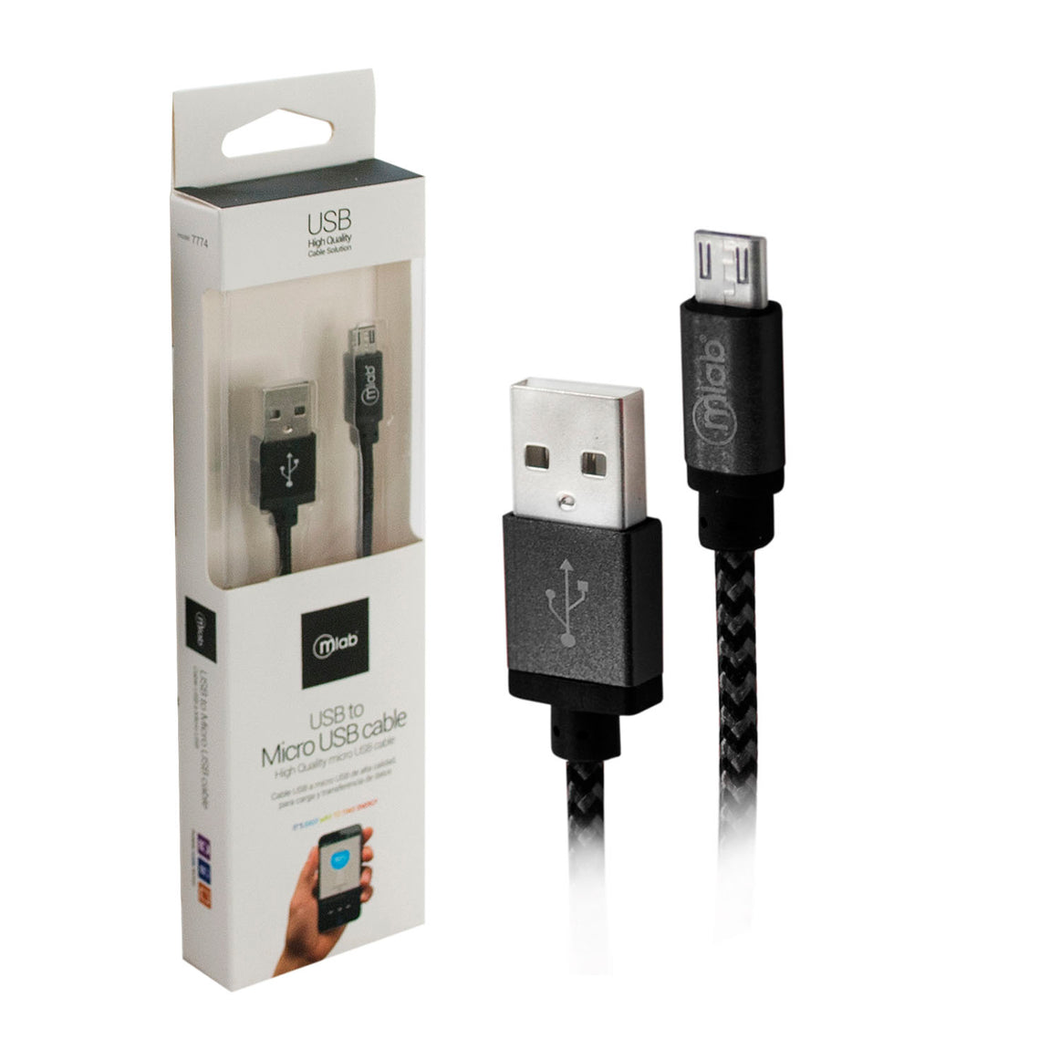 Cable  Micro usb a Usb de carga Mlab 1 metro negro