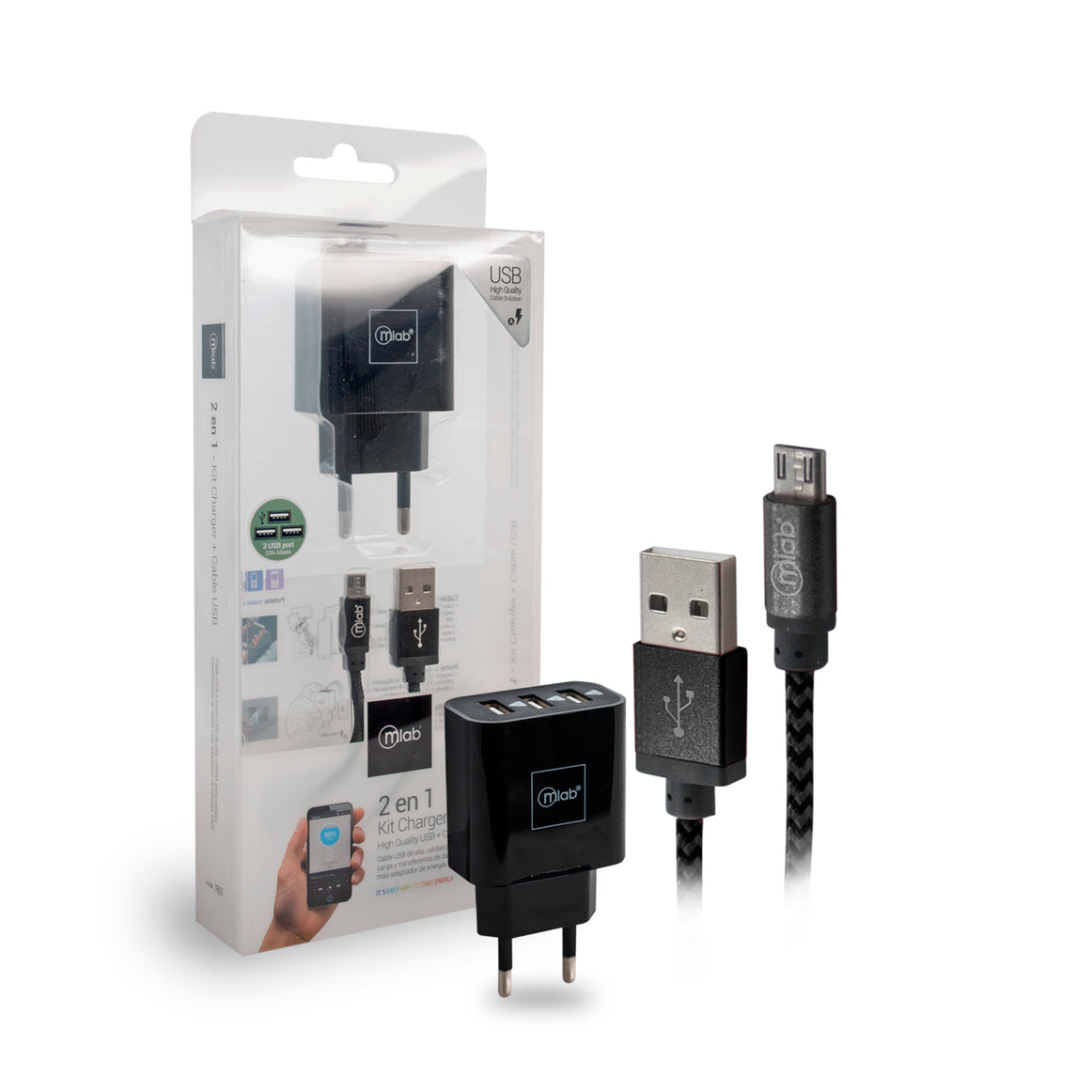 Cargador usb + Cable Micro USB Mlab  (7897)