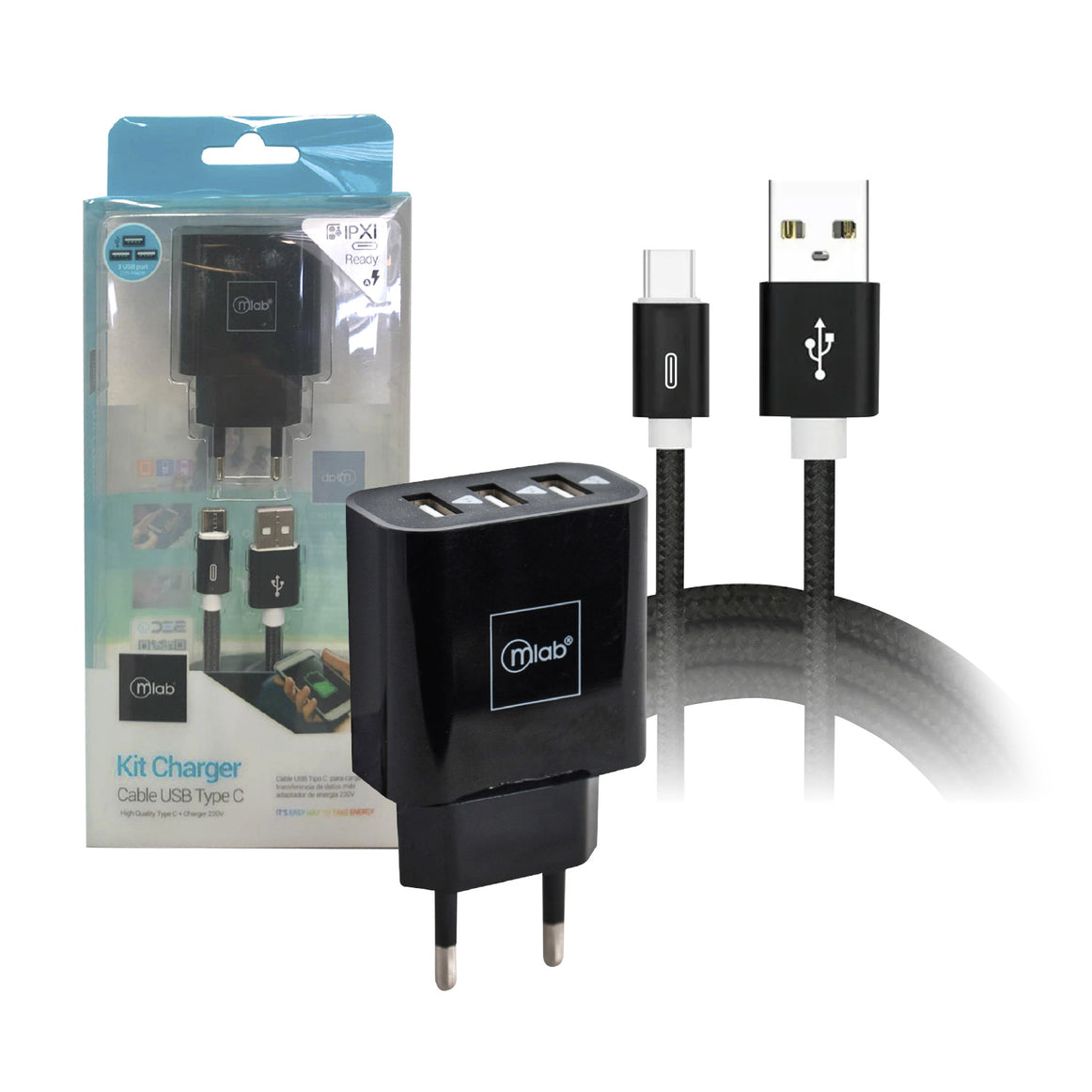Cargador USB + Cable TIPO-C Mlab (7900)