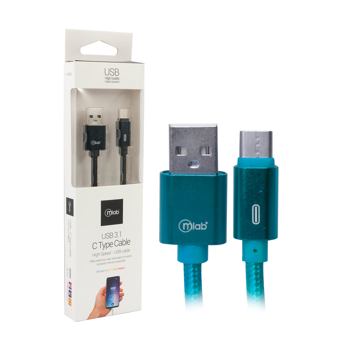 Cable TIPO-C a Usb de carga Mlab 1 mt Azul
