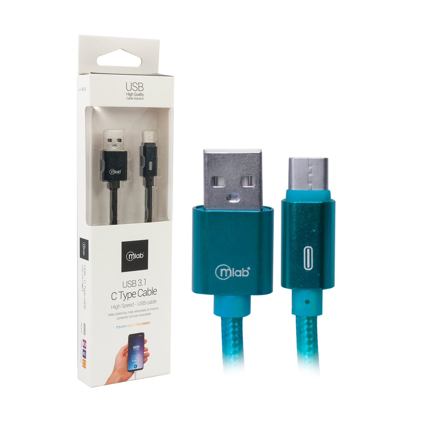 Cable TIPO-C a Usb de carga Mlab 1 mt Azul