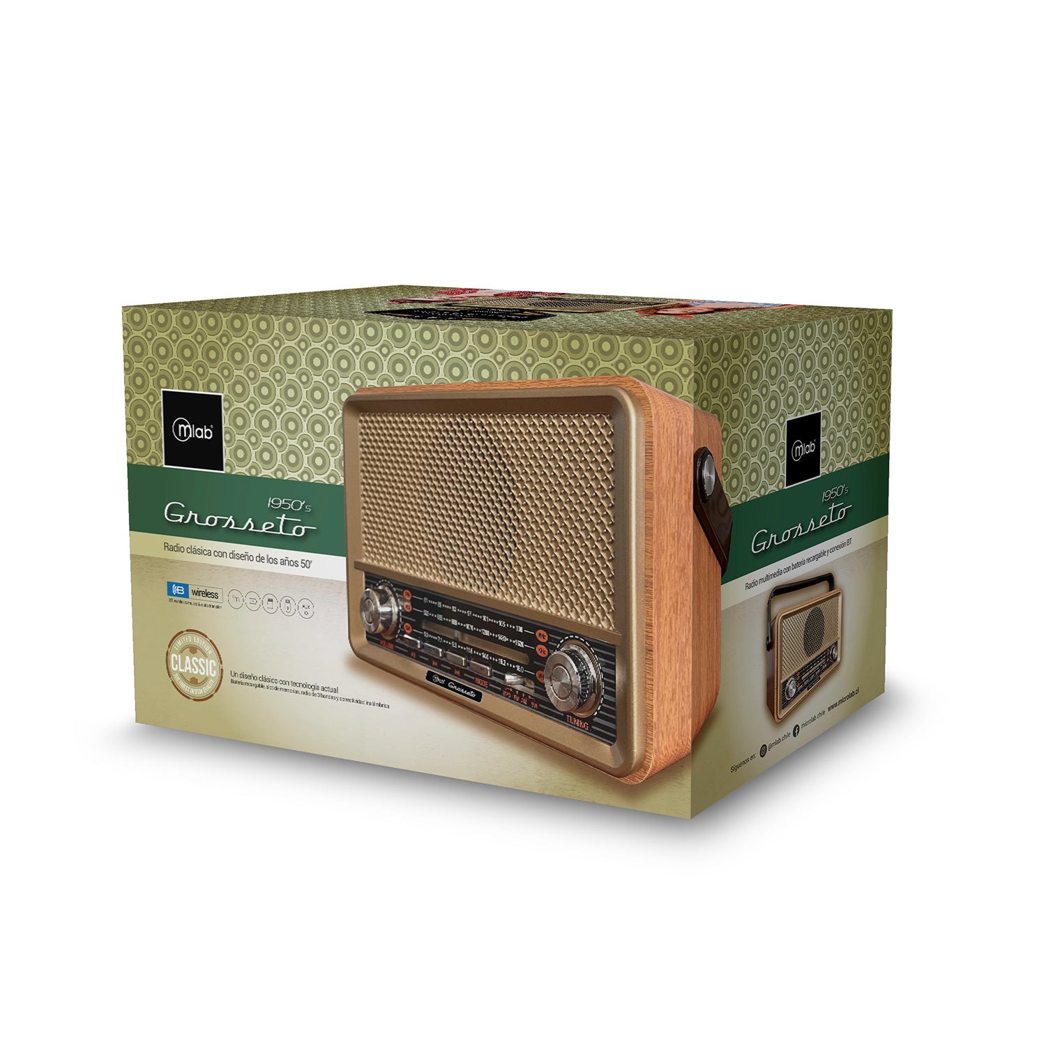 Parlante Radio Bluetooth Vintage Grosseto