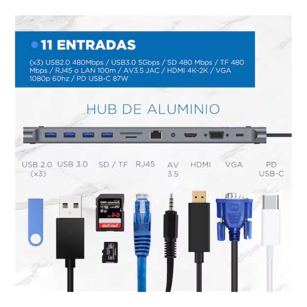 HUB TIPO-C 11 EN 1  AV10186