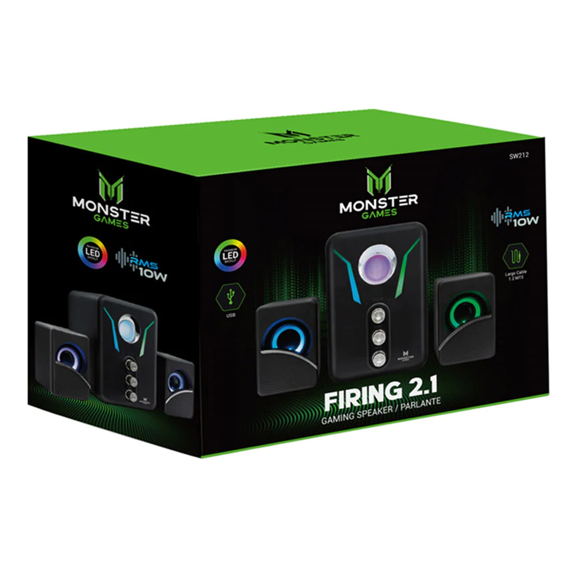 SUBWOOFER FIRING 2.1 MONSTER GAMER SW212