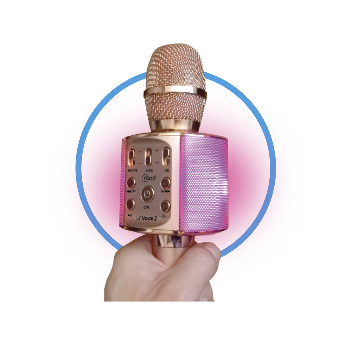 Micrófono Parlante Bluetooth Karaoke Mlab  Lil Voice2 ( 8912 ) Dorado