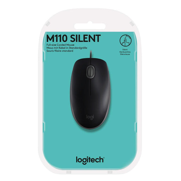 Mouse Alámbrico  Logitech M110 Silent Negro