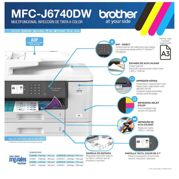 IMPRESORA MULTIFUNCIONAL A3 BROTHER MFC-J6740DW