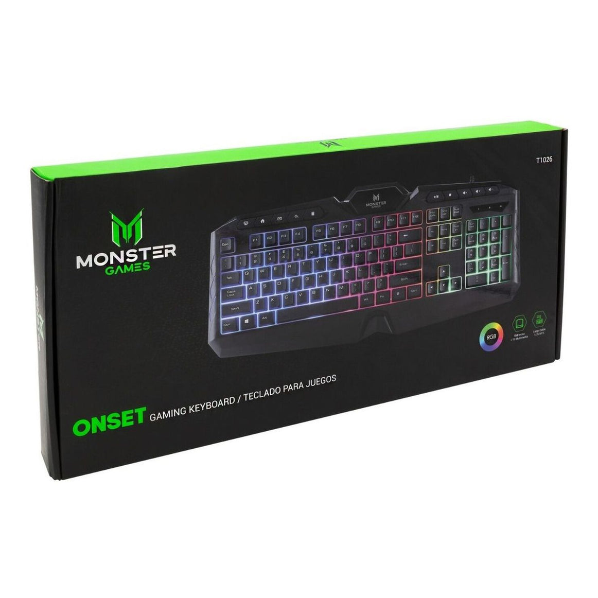 Teclado Gamer Usb Monster Onset RGB Negro